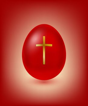 Red Easter Egg with Golden Cross