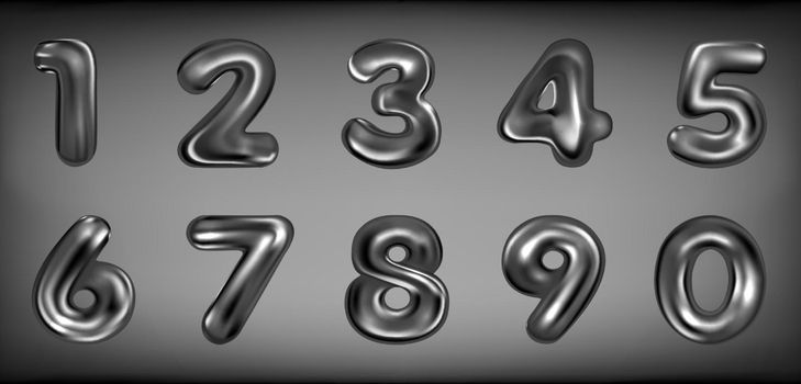 Black latex inflated number symbols