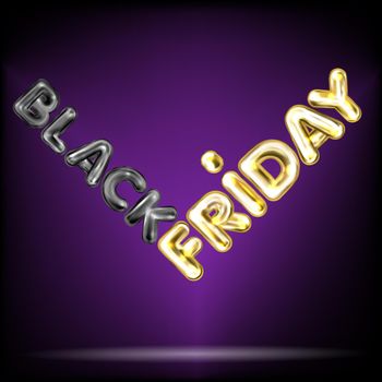 Black Friday balloon lettering on violet background