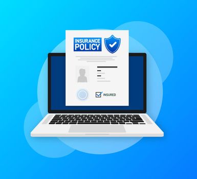 Insurance policy icon. Digital background. Isometric vector illustration