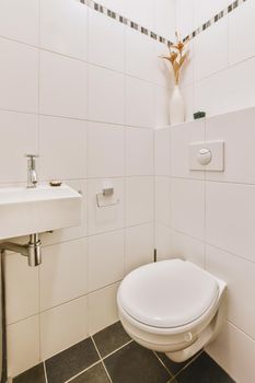 Lavatory with toilet and sink