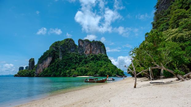 Koh Phakbia Island near Koh Hong Krabi, beautiful white sandy beach of Krabi Thailand