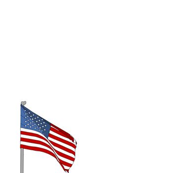 United States 3D waving flag illustration on Flagpole. Perfect for background with space on the right side.