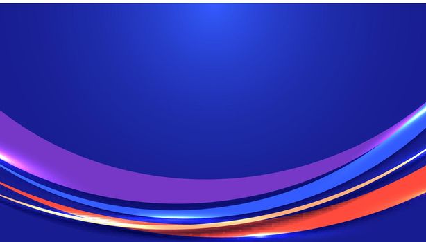 Abstract modern template colorful curved lines shapes overlapping layers with lighting on blue background