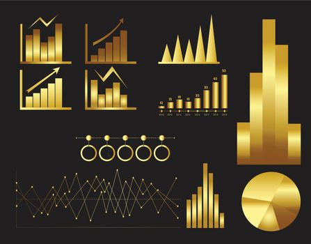 Gold analytics chart icons