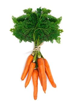 Whats up Doc. High angle shot of a bunch of carrots against a white background.