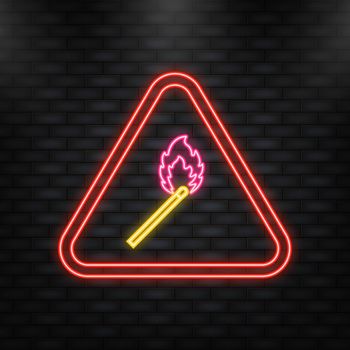 Neon Icon. Fire flame match. Abstract flat icon on white background. Vector illustration design