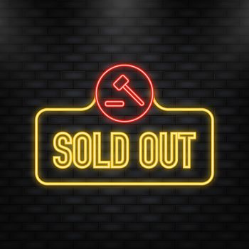 Neon Icon. sold out sign vector illustration