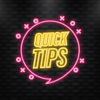 Neon Icon. Helpful Tips Label on white backraund