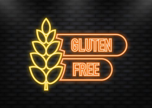 Neon Icon. Flat icon with lactose gluten gmo sugar free. Organic signs. Vector illustration