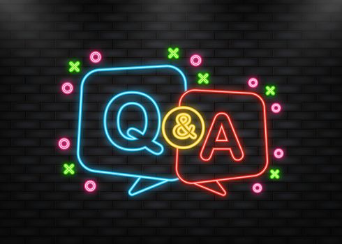 Question and Answer Bubble Chat neon icon. Vector illustration