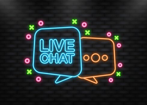 Live chat in flat style. Online support call center. Customer service. Client comment. Live button.