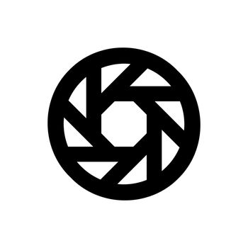 Aperture Diaphragm photo objective camera icon. Black symbol on white background. Vector EPS 10