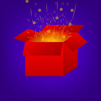 Red mystery box on light background. Premium vector. Digital background