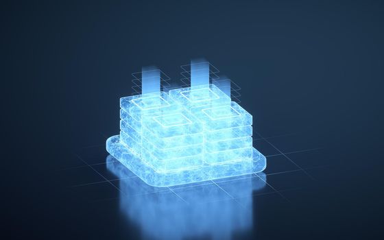 Server equipment with data line effect, 3d rendering.