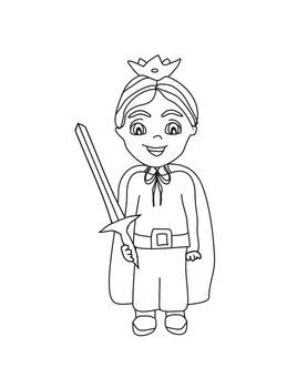 Funny cartoon prince on white background