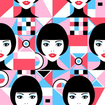 woman faces and geometric figures
