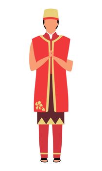 Man wearing folk costume semi flat color vector character