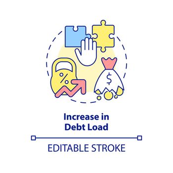 Increase in debt load concept icon