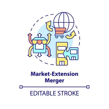 Market extension merger concept icon