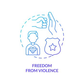 Freedom from violence blue gradient concept icon
