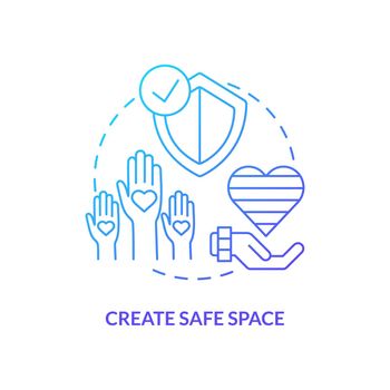 Create safe space blue gradient concept icon