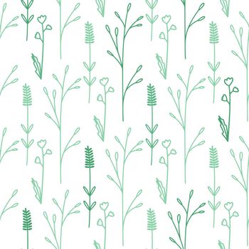 Herbs and greenery vector seamless pattern