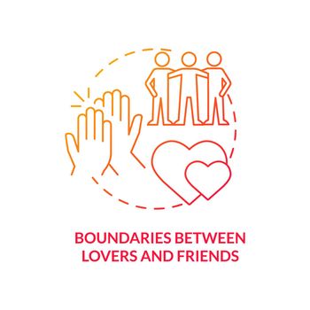 Boundaries between lovers and friends red gradient concept icon