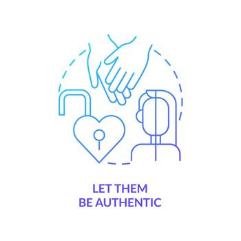 Let them be authentic blue gradient concept icon