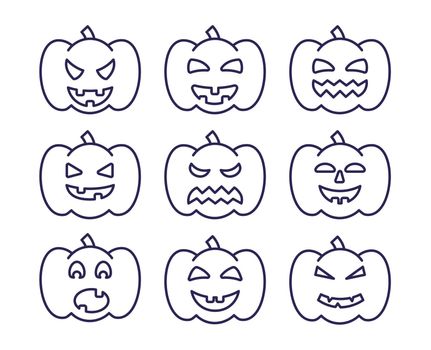 Hlloween pumpkin icon. Scary celebration. Vector fun face