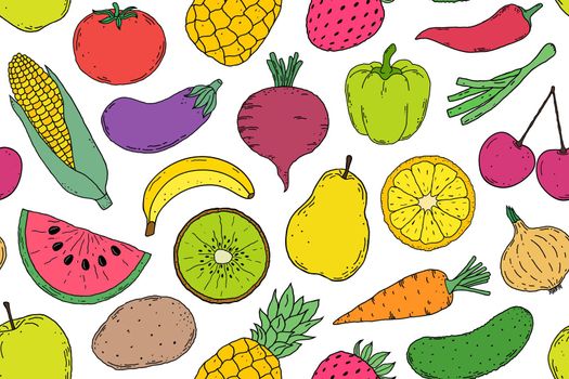 pattern with vegetables and fruits