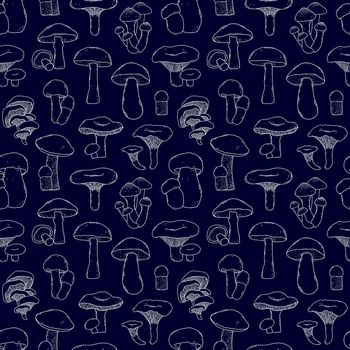 pattern with hand drawn mushrooms