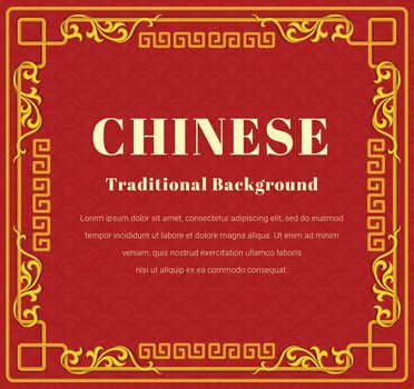 Chinese vintage frame, decorative classic festive red background