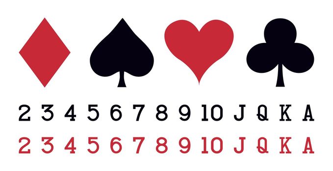 Set element casino playing cards symbols on white background - Vector