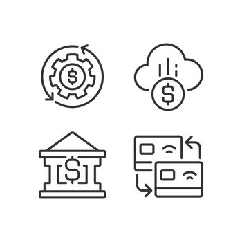 Financial services pixel perfect linear icons set