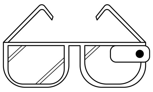 Hand drawn smart glasses.Device showing information that complements the visible