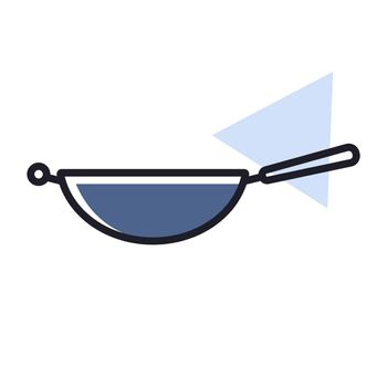 Wok frying pan vector icon. Kitchen appliance