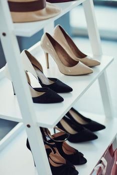 Styling with shoes. Shot of high heels on display in a store.