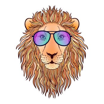 Lion muzzle with sunglasses