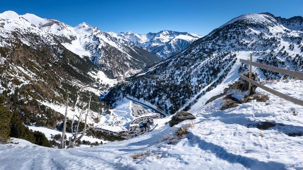 View of the Ordino valley from a ski slope