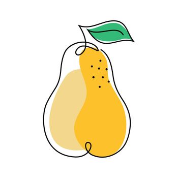 Pear icon in one line drawing style
