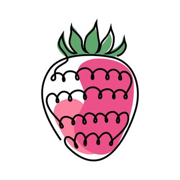 Strawberry icon in one line drawing style