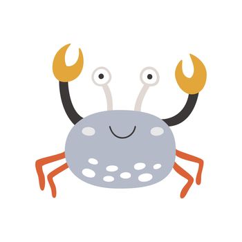 Playful crab with claws isolated, hand-drawn