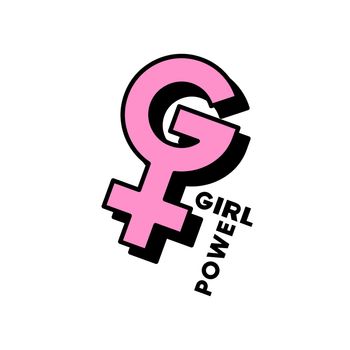 Trendy girl power poster with a female symbol on white background. Bold minimalist GPWR background. Vector illustration