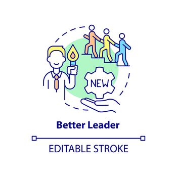 Better leader concept icon. Leader qualities. Benefit of workplace adaptability abstract idea thin line illustration. Isolated outline drawing. Editable stroke. Arial, Myriad Pro-Bold fonts used