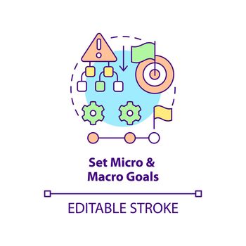Set micro and macro goals concept icon