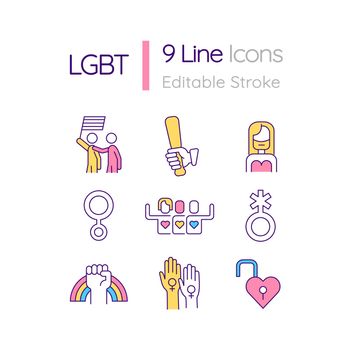 LGBT RGB color icons set