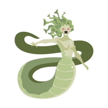 Snake-haired monstrous creature semi flat color vector character