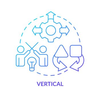 Vertical business merger blue gradient concept icon