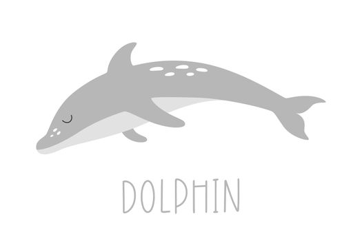 Gray isolated the baby dolphin by hand drawn